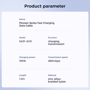 Joyroom Pioneer Series SA31-AC6 USB-A / USB-C Kaapeli 100W 1.2m - musta