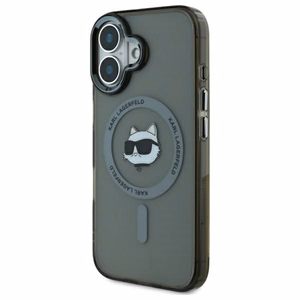 Karl Lagerfeld Suojakuori iPhone 16 6.1 KLHMP16SHLSCHK Musta Kova IML Metal Choupette Head MagSafe