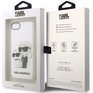 Karl Lagerfeld KLHCI8HNKCTGT läpinäkyvä kova suojakuori iPhone 7/8/ SE 2020 / SE 2022 Glitter Karl&Choupette