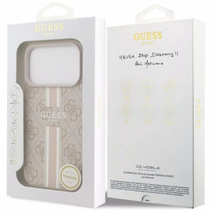 Guess 4G Printed Stripes MagSafe-suojakuori iPhone 17 Pro:lle - vaaleanpunainen