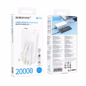Borofone Power Bank 20000mAh BJ79A Clever - USB -  with Type C and Lightning cables white