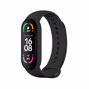 Silikoninen hihna Xiaomi Mi Band 5 / 6 / 7:lle musta (01)