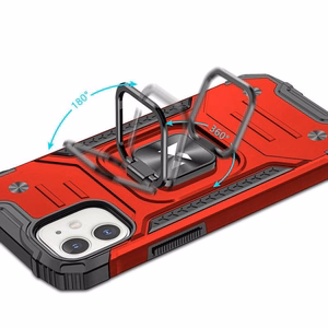 Wozinsky Ring Armor tapauksessa iPhone 14 panssaroitu kansi magneettinen haltija rengas punainen