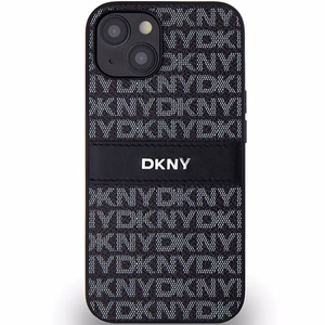 DKNY Nahkainen Mono Stripe & Metal Logo Suojakuori iPhone 15/14/13:lle - musta