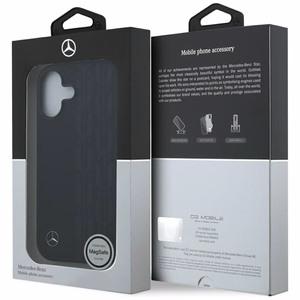 Mercedes Nahkainen Laurel Leaves MagSafe Suojakuori iPhone 17:lle - musta