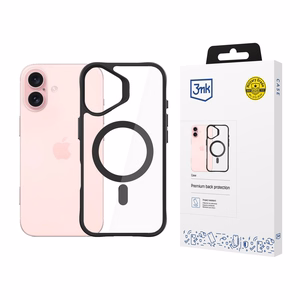 3mk Satin Armor MagCase MagSafe:lla iPhone 16 Plus:lle - kirkas mustalla kehyksellä