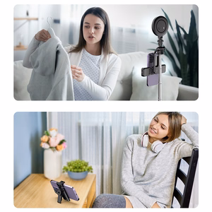 Selfiekeppi WC13YDS teleskooppijalusta 1.3m kaksoisvalolla ja puhelinpidikkeellä - musta