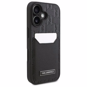Karl Lagerfeld Cardslots Monogram iPhone 16 Suojakuori - Musta