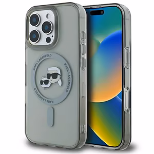 Karl Lagerfeld IML Metal Karl&Choupette Head MagSafe Case for iPhone 16 Pro - Black