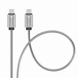 Kaapeli USB C - USB C Forcell F-Energy QC4.0 PD 5A 100W E-Mark Metal 2 m C239 hopeinen