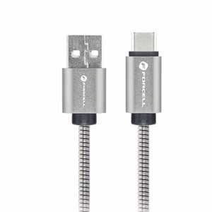 Kaapeli USB A - USB C Forcell F-Energy QC4.0 3A 66W Metal 2 m C234 hopeinen