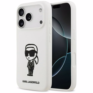 KARL LAGERFELD suojakuori iPhone 17 Pro MagSafe-yhteensopiva KLHMP17LSKIGROH (Silicone W/ KL Sketch & Logo) valkoinen