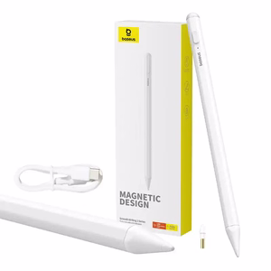 Baseus Smooth Writing 2 Stylus Lite LED-indikaattoreilla kuunvalkoinen (aktiivinen, USB-C kaapeli mukana)