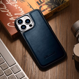 iCarer Nahka öljy vaha tapauksessa iPhone 14 Pro Max nahkakotelo sininen (WMI14220720-BU)