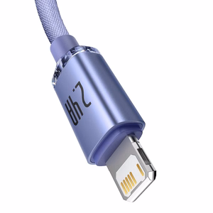 Baseus Crystal Shine USB - Lightning kaapeli 1,2 m 2,4A (violetti) CAJY000005