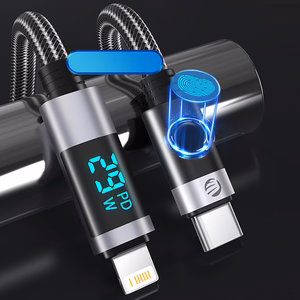 Orico LDC2L USB-C–Lightning PD, 29 W, 480 Mbps-kaapeli LED-näytöllä, 2 m – musta