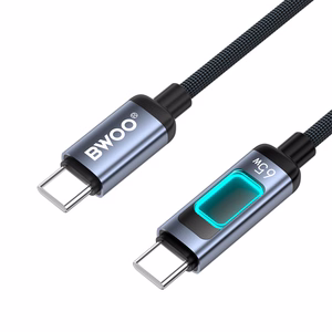 BWOO X324CC punottu pikalatauskaapeli LED-merkkivalolla PD 60W USB-C - USB-C