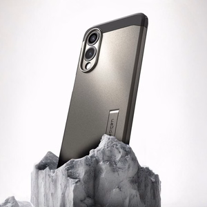 Spigen Tough Armor MagSafe Suojakuori Samsung Galaxy S25 Edge:lle - harmaa/musta