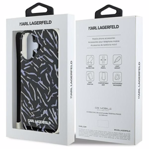 Karl Lagerfeld Suojakuori iPhone 16 Plus 6.7 KLHCP16MHZBPKCCU Violetti Kova Zebra With Cord