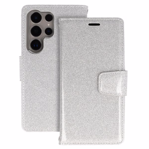 Glitter Magsafe Book Case for Samsung Galaxy S22 Ultra silver
