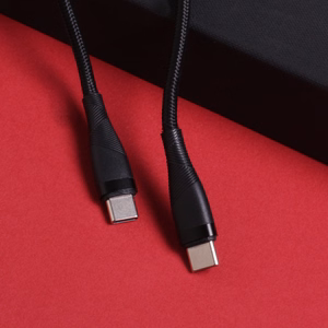 Maxlife MXUC-08 -kaapeli USB-C - USB-C 1,0 m 60W musta nylon