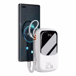 Baseus Power Bank 20000mAh Qpow Pro - USB + C-tyyppi - PD 22,5W C-tyypin kaapelilla (PPQD060302) valkoinen