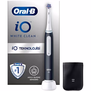 Oral-B iO White Clean – rechargeable electric toothbrush, 1 brush head, 2 cleaning modes, black/white