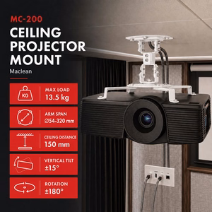 Maclean MC-200 W projektorin kattoteline, 54–320 mm, enintään 13,5 kg, 360° kääntyvä