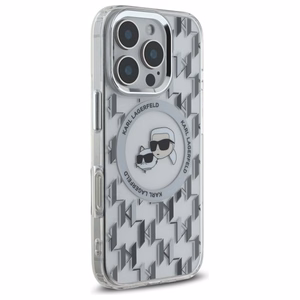 Karl Lagerfeld IML Monogram Karl ja Choupette Head MagSafe iPhone 16 Pro Suojakuori - Kirkas