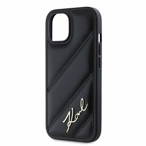 Karl Lagerfeld Diagonal Quilted Script Suojakuori iPhone 15 / 14 / 13:lle - musta