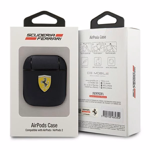Ferrari FESA2LEBK AirPods-suoja musta/musta On Track Leather -nahkainen suojus
