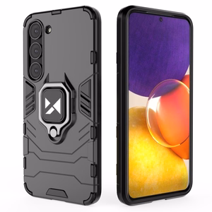 Wozinsky Ring Armor suojakuori Samsung Galaxy S23:lle panssaroitu kuori magneettinen pidike rengas musta
