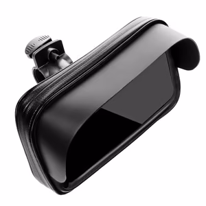 Waterproof zippered bicycle phone holder with sun hood for 5.5–6.3-inch phones – black