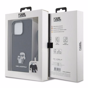Karl Lagerfeld Crossbody Saffiano Metal Pin Karl & Choupette Suojakuori iPhone 15 Pro Max:lle - Musta