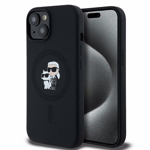 Karl Lagerfeld Silikoninen Karl&Choupette MagSafe Suojakuori iPhone 15 Plus / 14 Plus:lle - musta
