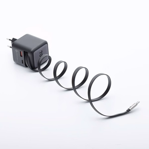 Puhelinlaturi Forcell F-Energy GaN USB C + USB A + sisäänvedettävä USB C PD QC4.0 3A 70W VT-R7 kaapeli harmaa