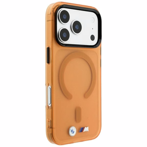 BMW M IML Frosted Metal Logo & Trims MagSafe suojakuori mallille iPhone 17 Pro / 18 Pro – oranssi
