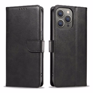 Nahkainen Book Suojakuori iPhone 16 Pro Maxille - Musta