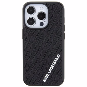 Karl Lagerfeld 3D Rubber Multi Logo Suojakuori iPhone 15 Pro:lle - musta