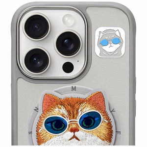 Nimmy Glasses Cool Cat MagSafe Suojakuori iPhone 16 Pro:lle - harmaa