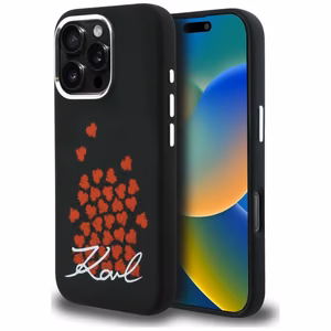 Karl Lagerfeld silikoninen sydänlogo MagSafe suojakuori iPhone 16 Pro Max - musta
