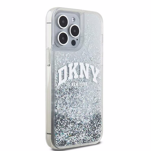 DKNY suojakuori iPhone 15 Pro Max 6,7' DKHCP15XLBNAET valkoinen HC nestemäiset kimalteet kaarilogolla