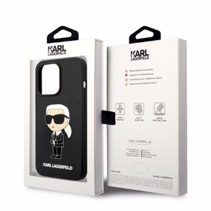 Karl Lagerfeld KLHMP14XSNIKBCK iPhone 14 Pro Max 6.7 musta/musta kova suojakuori Silicone Ikonik MagSafe