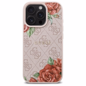 Guess GUHMP16XP4ROPEMCP iPhone 16 Pro Max 6.9" Vaaleanpunainen/Vaaleanpunainen Kova Suojakuori 4G Flowers Print MagSafe