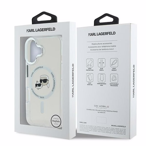 Karl Lagerfeld IML Metal Karl&Choupette Head MagSafe Case for iPhone 16 Plus - White