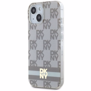 DKNY IML Ruudullinen Mono-kuvio ja Painetut Raidat MagSafe Suojakuori iPhone 15 / 14 / 13:lle - beige