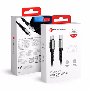 Kaapeli USB C - USB C Forcell F-Energy QC4.0 PD 5A 240W Cafule 3 m C263 musta