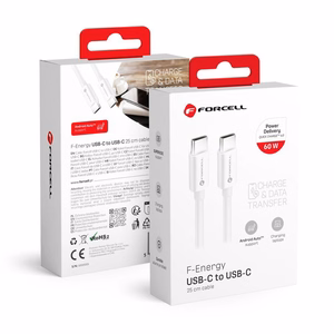 Kaapeli USB C - USB C Forcell F-Energy QC4.0 PD 3A 60W 0,25 m C338 valkoinen