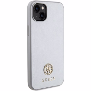 Guess GUHCP15MPS4DGPS iPhone 15 Plus 6.7 hopeinen/hopeinen kovakuori Strass Metal Logo