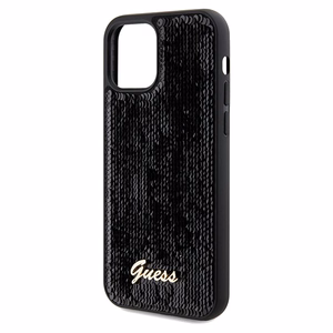 Guess Sequin Script Metal -suojakuori iPhone 12/12 Prolle - musta